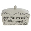 Country Style White/Black Stoneware Butter Dish With Lid