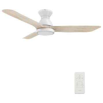 CARRO 52" DC Rustic Ceiling Fan with Dim LED Light Remote Control, Solid Wood/White