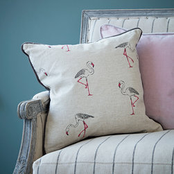 Linen Flamingo Cushion - Scatter Cushions