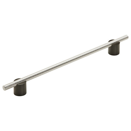 Amerock Transcendent Cabinet Pull, Matte Black/Polished Nickel, 10-1/16" Center-