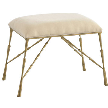 Spike Bench With Muslin Cushion Antique Brass, Small