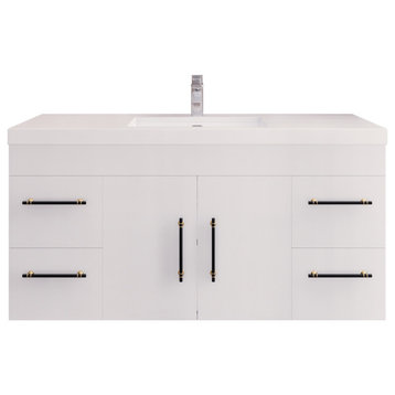 Rosa 48" Wall Mounted Vanity with Reinforced Acrylic Sink, High Gloss White