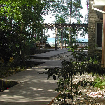 Board walk through shade garden