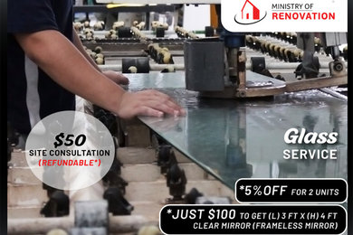 HDB BTO Resale Customised Mirror Tempered Glass Work Services (Chat to Enquire)