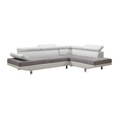 Narrow Sectional Sofas Houzz Divano Roma Furniture 2 Piece Modern Contemporary Tone Faux Leather Sectional Sofa