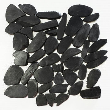 Obsidian 12X12 Interlocking Designer Flat Collection Pebble Tile, 20 Sheets