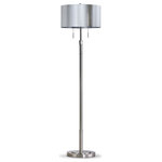 HOMEGLAM - The Grande 55"~66"H Adjustable Floor Lamp_Brushed Nickel, Drum_brushed Silver Sh - HOMEGLAM design, the Grande floor lamp series designed for larger spaces, the floor lamp features adjustable 54"~68" lamp height with selections of large 18" ø  lamp shades,  the lamp built with 2 lights each control by classic pull chain on/off switches,   the floor lamp constructed with strong metal on a 12“ steady heavy weighted lamp base,  It is a perfect additions to decorate your spaces with style and value