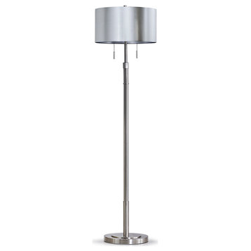 The Grande 55"~66"H Adjustable Floor Lamp_Brushed Nickel, Drum_brushed Silver Sh