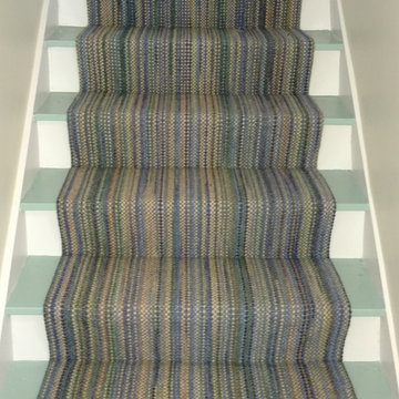 Casual Stair Runner Install Using the Hampton Stripe 0404-460 Denim Blue