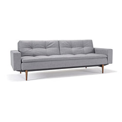 "Innovation" Dublexo Deluxe Begum Grey Sofa Bed / Arms / Dark Wood Legs - Sofas