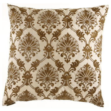 Tavoos Cream Feather Down Decorative Throw Pillow, 24x24
