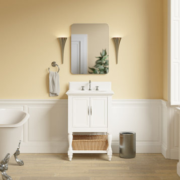 Beverly 24" Bathroom Vanity, White, 24", Quartz