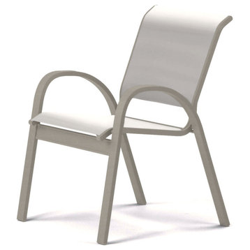 Aruba II Sling Cafe Chair, Textured Warm Gray, White
