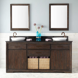 72" DAVYN DOUBLE VANITY FOR SEMI-RECESSED SINKS - RUSTIC DARK BROWN - Bathroom Vanities And Sink Consoles