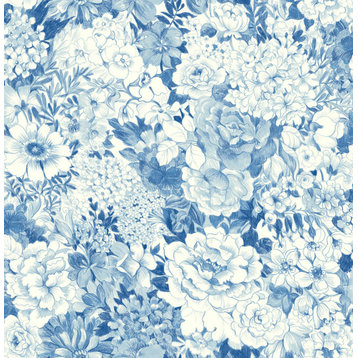 Indigo Empress Garden Peel and Stick Wallpaper, Blue, Bolt