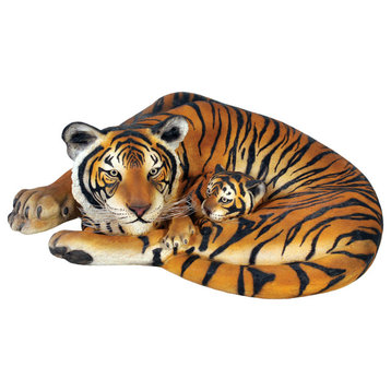 Bengal Tigress With Cub Statue