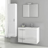 31" Glossy White Bathroom Vanity Set