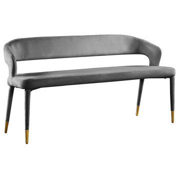 Destiny Upholstered Bench, Grey, Velvet