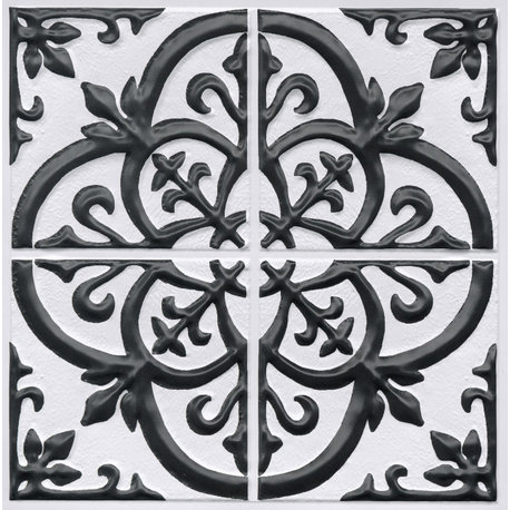 Black & White Mason Peel & Stick Embossed Tile Backsplash, Bolt