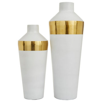 Modern White Metal Vase Set 561324