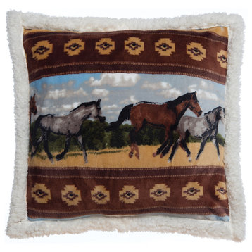 Western Horses Extra Plush Sherpa Pillow