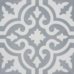 Moroccan Mosaic and Tile House - Argana Handmade Cement Tile White/Gray, Sample - Wall And Floor Tile