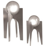 Uttermost - Uttermost Ellianna Silver Sculpture, Set of 2 - Crystal Spheres Elevated On Stainless Steel Bases Finished In A Brushed, Plated Silver.