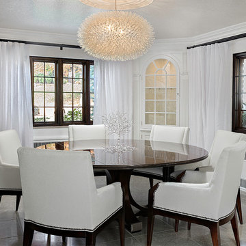 Contemporary Tudor Dining Room in Glass and High Gloss Walnut