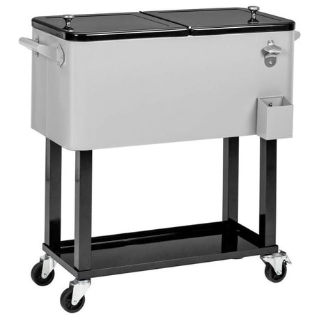 80 Quart Rolling Cooler/Beverage Bar, Gray