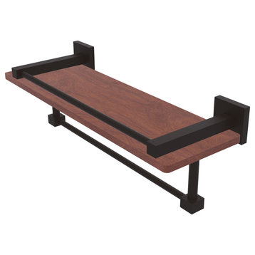 Montero 16" Wood Shelf with Gallery Rail and Towel Bar, Oil Rubbed Bronze