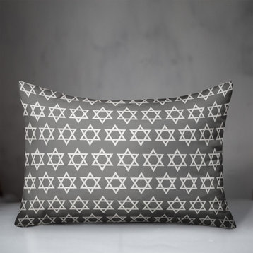 Gray Star of David Pattern 14"x20" Throw Pillow Cover