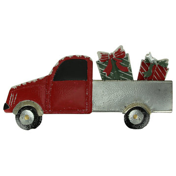 Red Metal Christmas Truck Hauler Holiday Wall Hanging, Presents