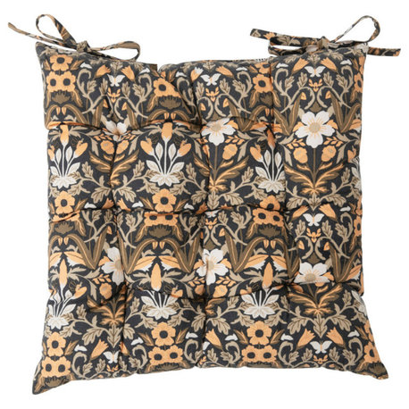 Cotton Printed Chair Cushion With Floral Pattern
