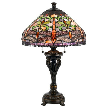 60W Tiffany Table Lamp, Antique Bronze Finish, Tiffany Shade