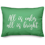 Designs Direct Creative Group - All Is Calm, All Is Bright, Light Green 14x20 Lumbar Pillow - Decorate for Christmas with this holiday-themed pillow. Digitally printed on demand, this  design displays vibrant colors. The result is a beautiful accent piece that will make you the envy of the neighborhood this winter season.