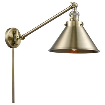 Briarcliff 1-Light LED Swing Arm Light, Antique Brass