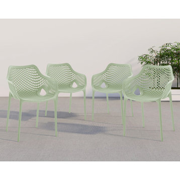 Mykonos Outdoor Patio Dining Chair (Set of 4), Mint, With Arms