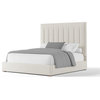 Nativa Interiors Moyra Vertical Channel Tufted Bed, Off White, King, Headboard: Medium