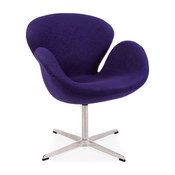 Scandinavian Style Swan Lounge Arm Chair, Wool, Purple