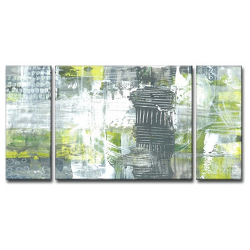 Max+E Gray and Yellow Dashes' 3 Piece Canvas Art Set