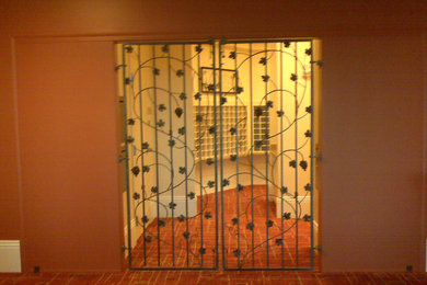 Example of an arts and crafts double front door design in Boston with a metal front door