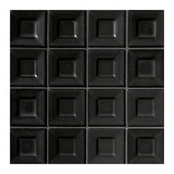 Dimensional Ceramic - Mimaki Mosaic 1-3/8" x 1-3/8" Geo Black - Satin - Tile