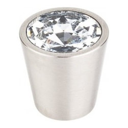 Top Knobs Additions Collection Clear Crystal Center Knob 1 1/16" w/ Brushed Sati - Cabinet And Drawer Knobs