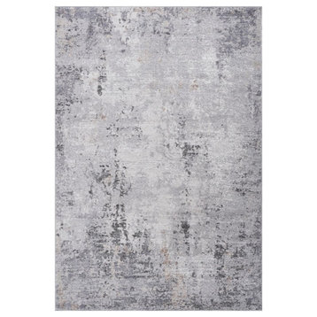 Usak Collection 5' x 7' Ivory/Sand Oriental Distressed Non-Shedding Area Rug