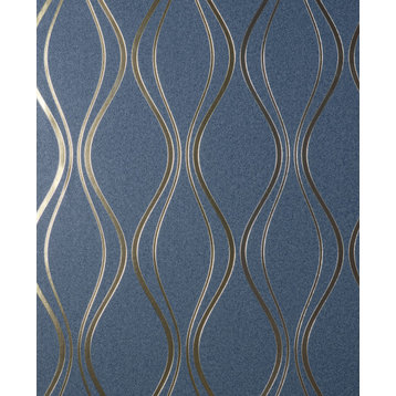 Odie Blue Contour Wave Wallpaper Sample