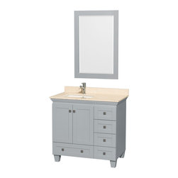 36 inch Single Bathroom Vanity in Grey Finish, Marble Top - Bathroom Vanities And Sink Consoles