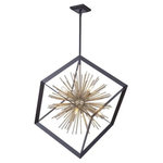 ArtCraft - ArtCraft AC11440 Sunburst - 19" Eight Light Chandelier - The Sunburst Collection chandelier is unique and a definitely beautiful focal point. The exterior frame is matte black encasing a satin brass cluster of thin hollow rods. (Larger size and flush mount also available)   Limited Foyer/Dining Room/Hallway  No. of Rods: 4  Canopy Included: Yes  Canopy Diameter: 5 x 5 x 1.5  Rod Length(s): 12.00  Dimable: YesSunburst Eight Light Chandelier Matte Black/Satin Brass *UL Approved: YES *Energy Star Qualified: n/a  *ADA Certified: n/a  *Number of Lights: Lamp: 8-*Wattage:60w Candelabra Base bulb(s) *Bulb Included:No *Bulb Type:Candelabra Base *Finish Type:Matte Black/Satin Brass