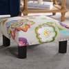 Jules 16" Square Footstool Accent Ottoman, Off-White Floral