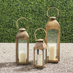 Capri Burnished Brass Lanterns - Outdoor Lighting