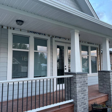 James Hardie Plank and Staggered Shingles in Pearl Gray